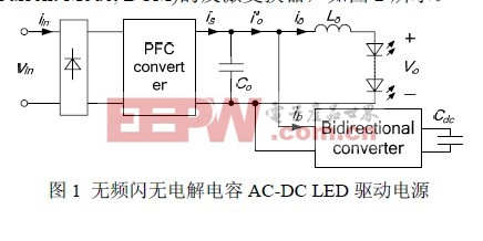 一種無頻閃無電解電容AC-DC LED 驅動電源中減小LED電流